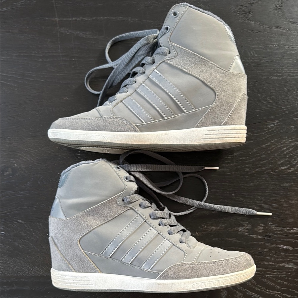 Adidas Women's Gray High-Top Wedge Sneakers